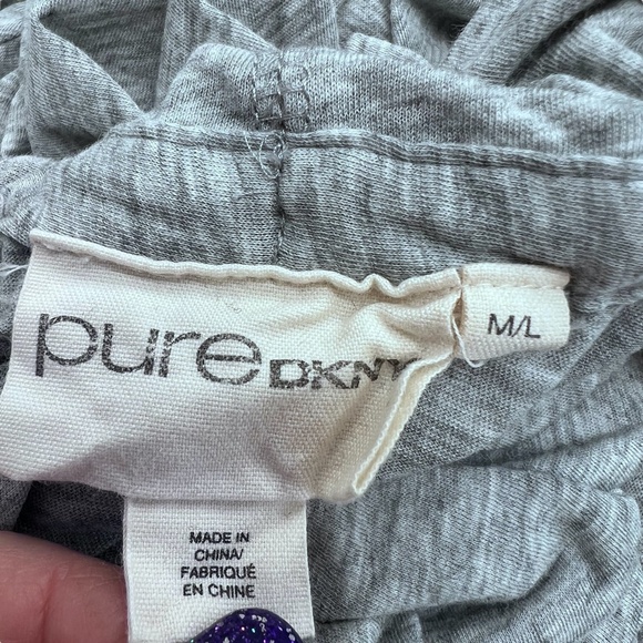 DKNY HEATHER GRAY COTTON OPEN RUFFLE NECK CARDIGAN - Picture 10 of 13